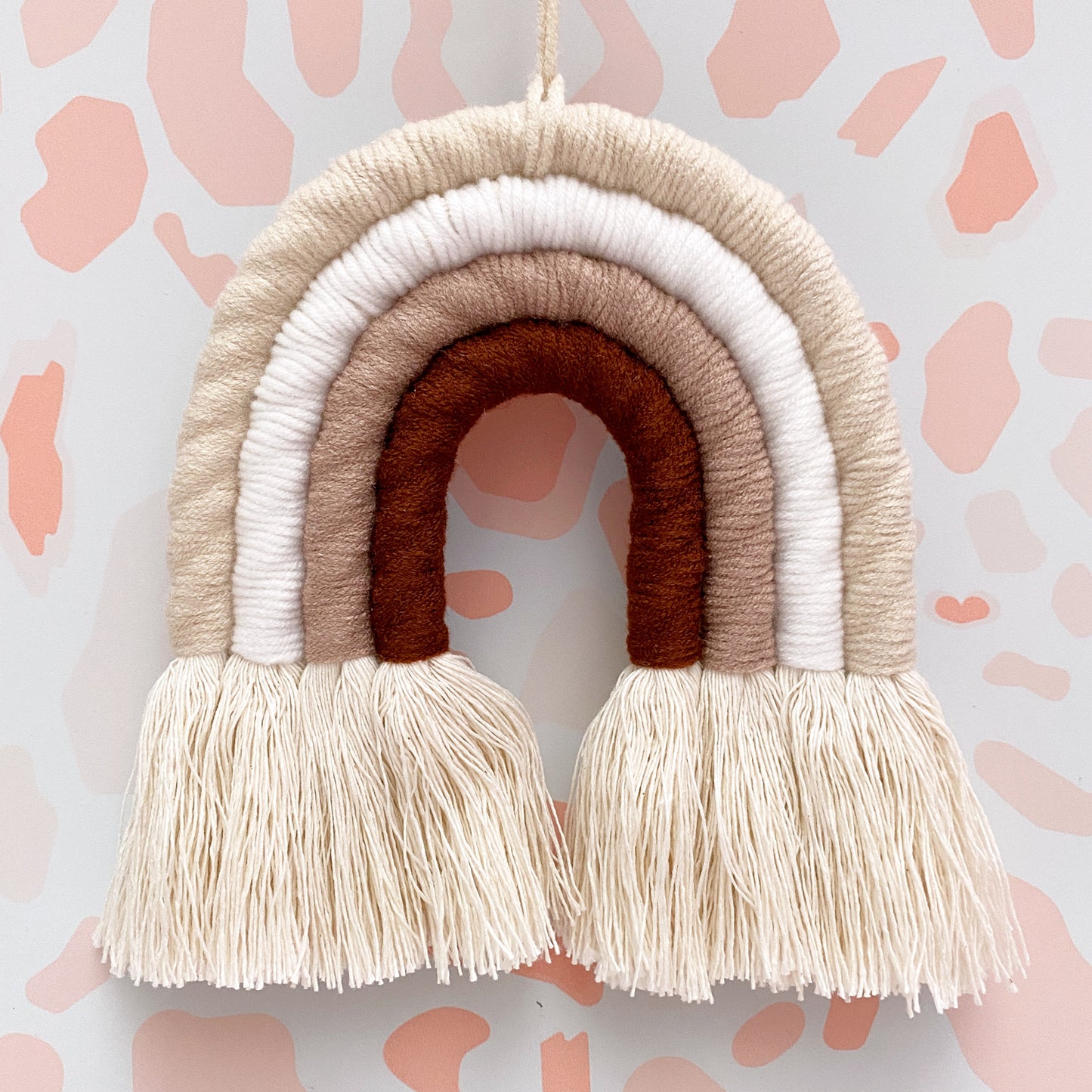 Boho Rainbow Macrame Wall Hanging - Beige & Brown