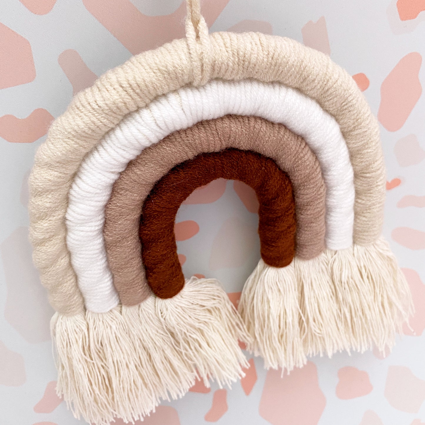 Boho Rainbow Macrame Wall Hanging - Beige & Brown