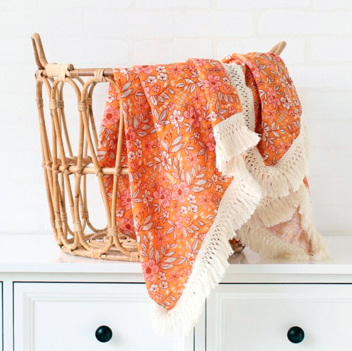 Boho Fringe Muslin Baby Swaddle - Amber Blooms