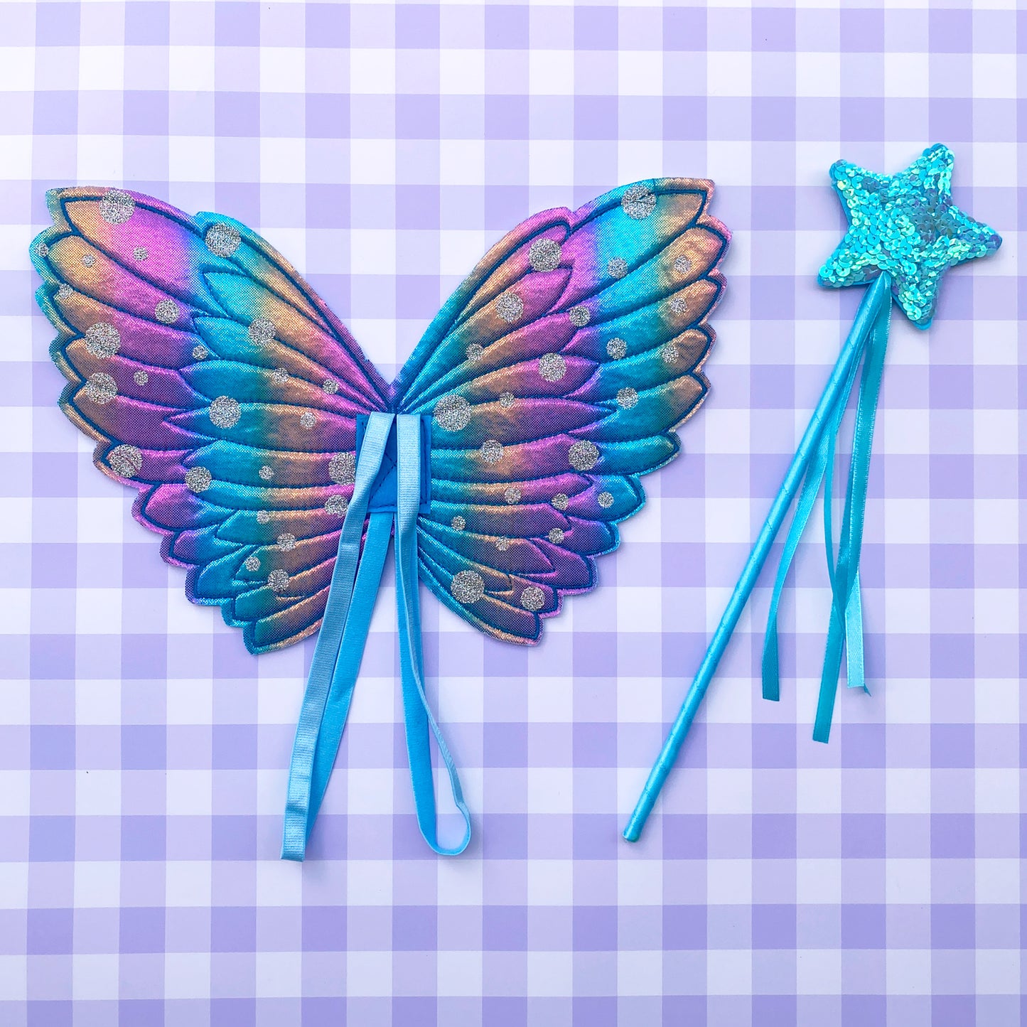 Rainbow Fairy Wings & Wand Dress-Up Set