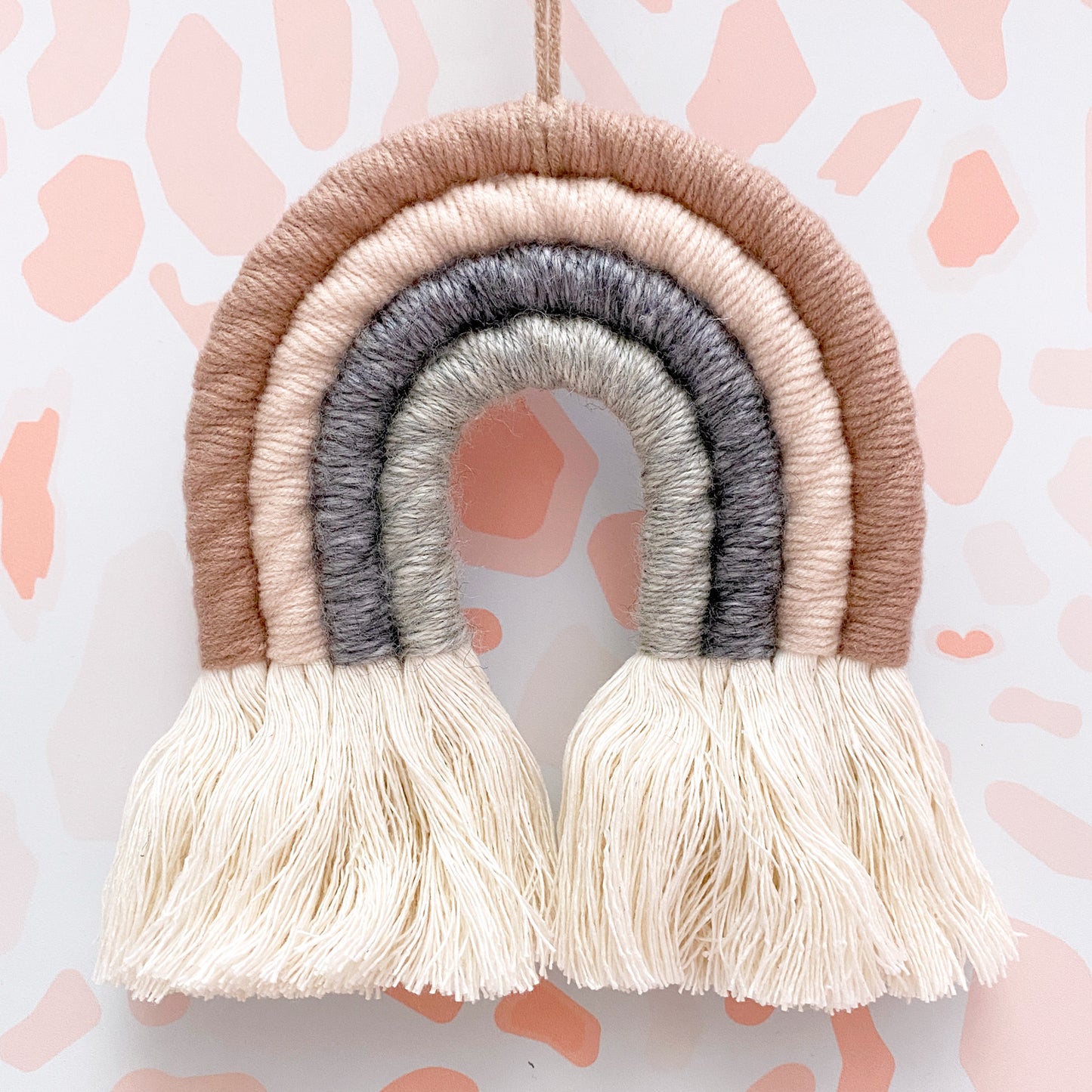 Boho Rainbow Macrame Wall Hanging - Brown & Grey