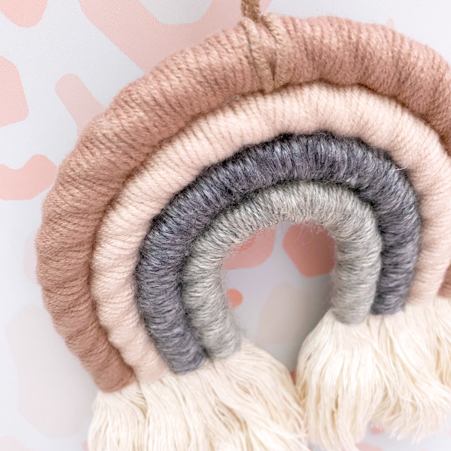 Boho Rainbow Macrame Wall Hanging - Brown & Grey