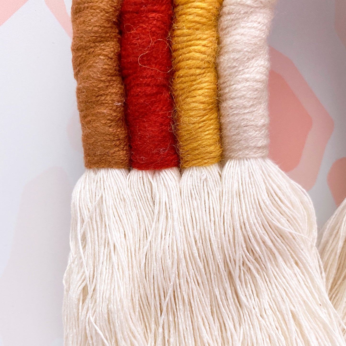 Boho Rainbow Macrame Wall Hanging - Brown, Red & Yellow