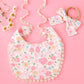 Clara Vintage Lace Bib & Bow Headband Set