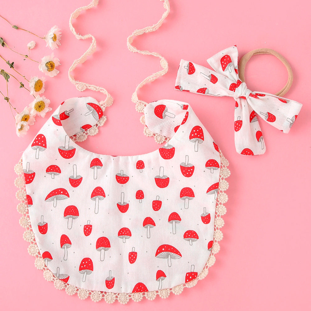 Clara Vintage Lace Bib & Bow Headband Set