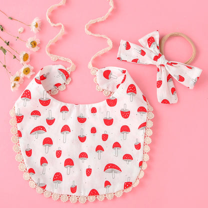 Clara Vintage Lace Bib & Bow Headband Set