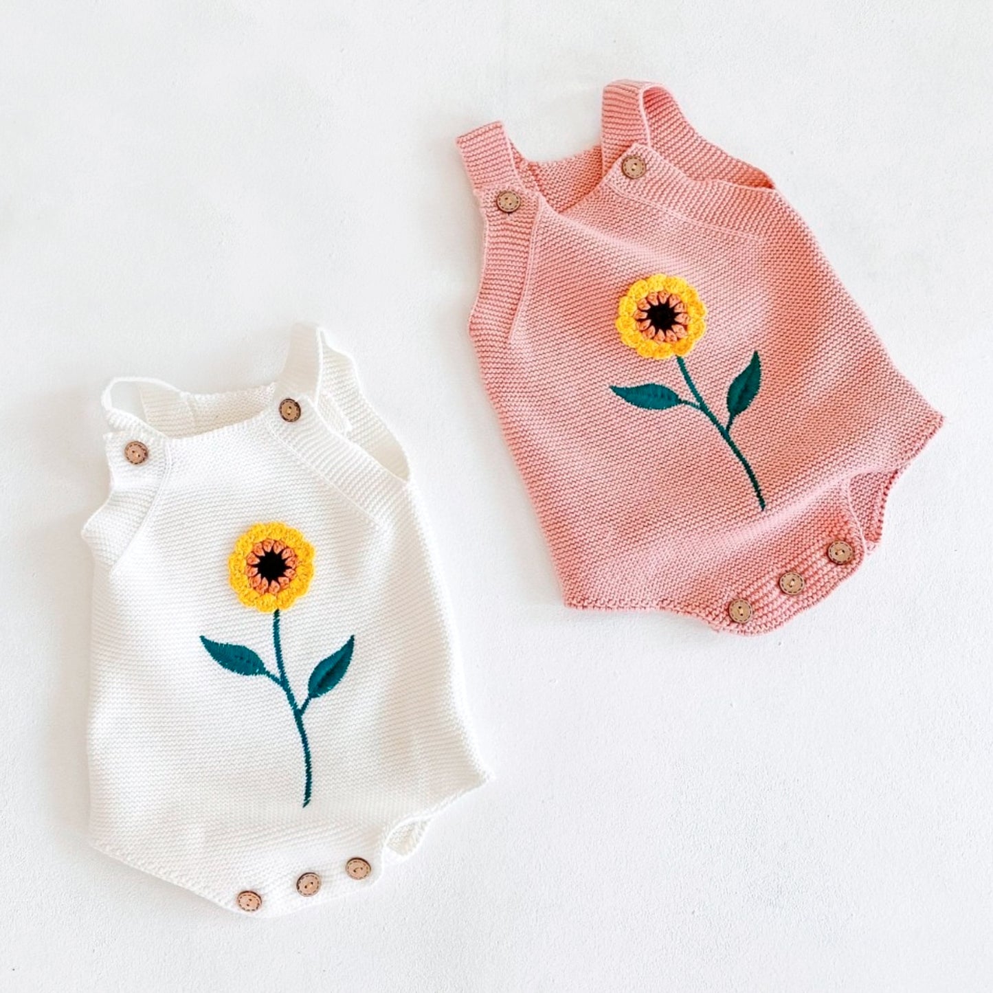 Clementine Sunflower Knitted Romper