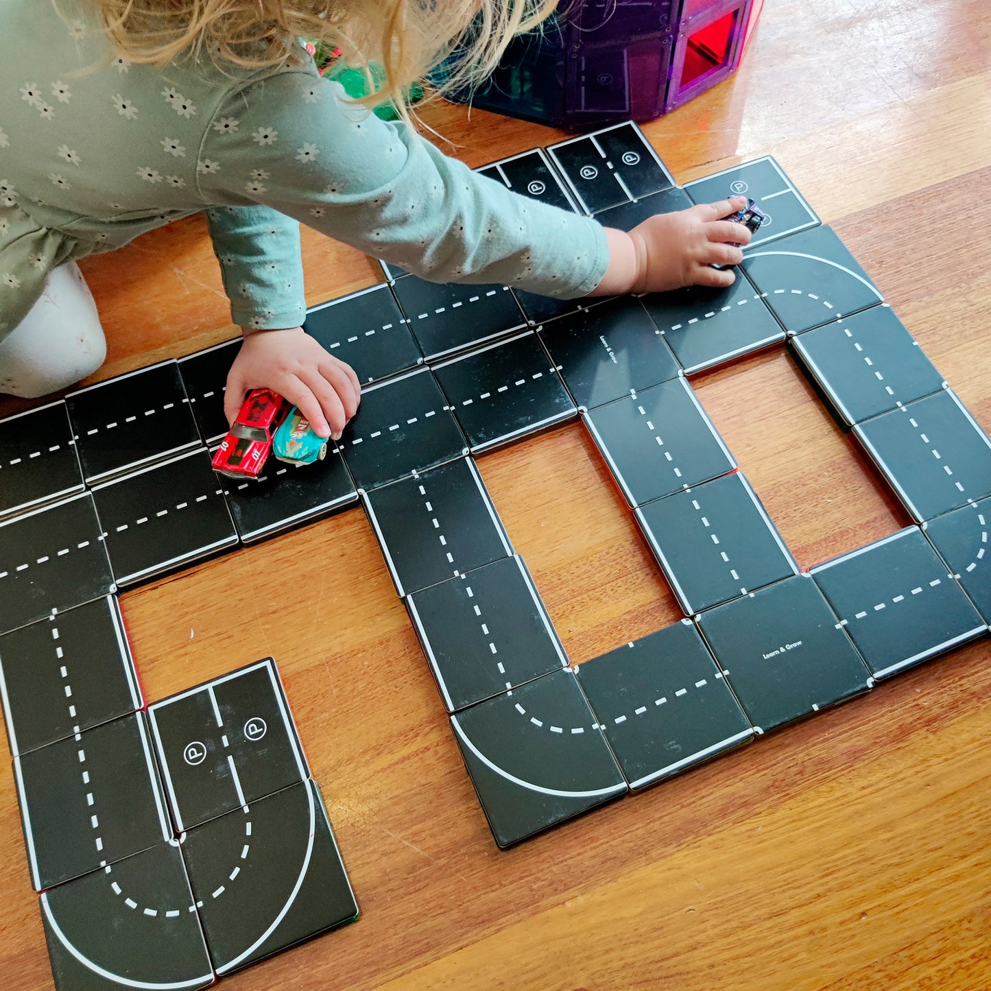 Learn & Grow Magnetic Tile Topper - Road Pack (40 Pieces)