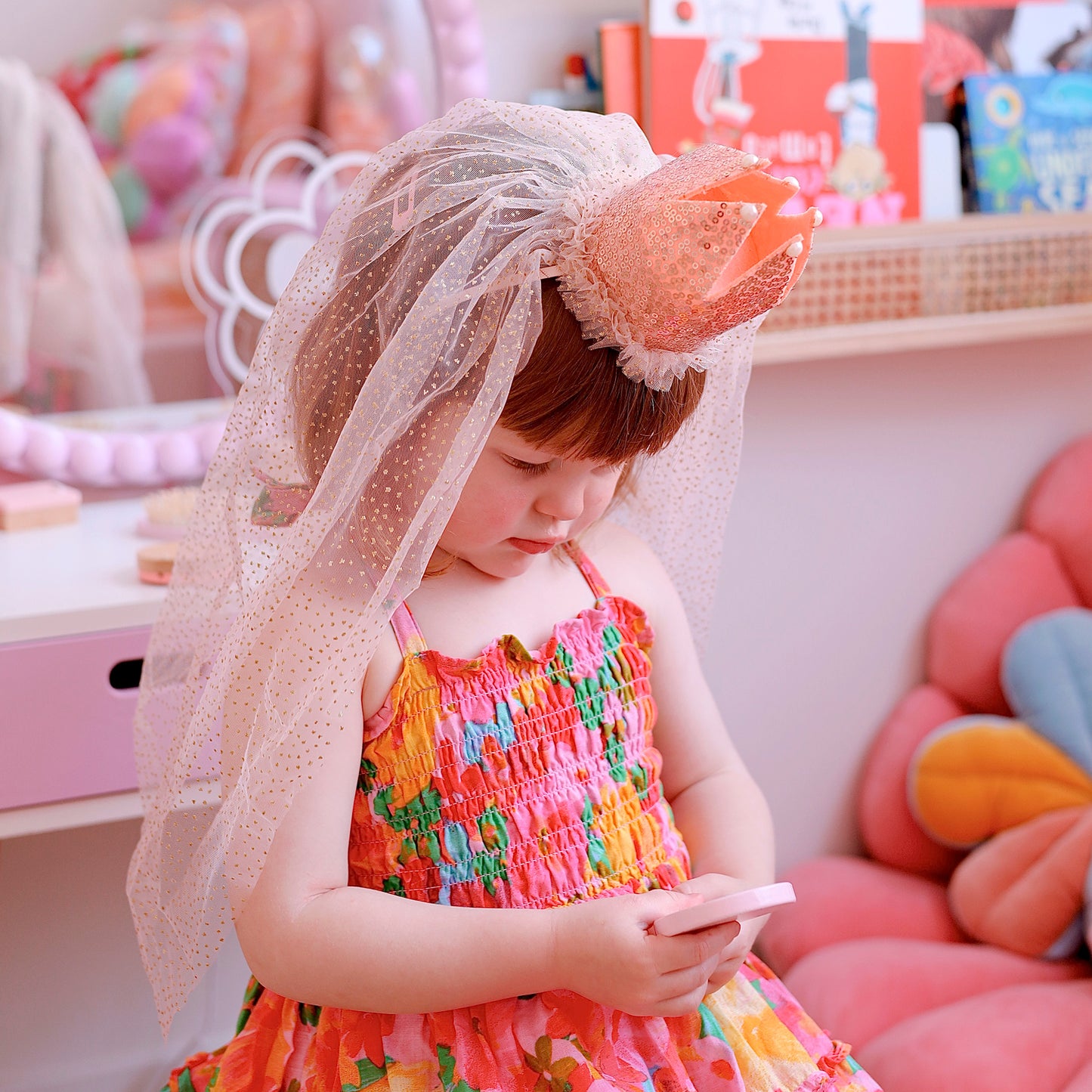 Princess Crown Headband with Veil