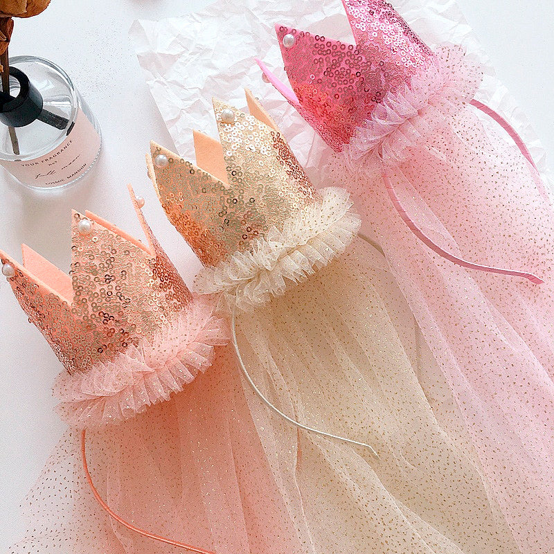 Princess Crown Headband with Veil