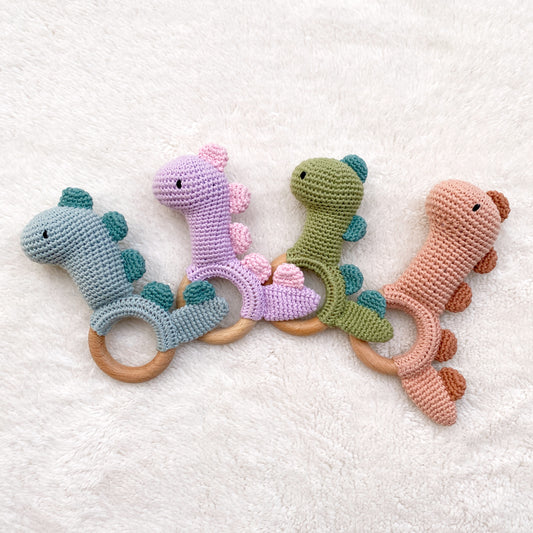 Dippy Dinosaur Crochet Baby Rattle