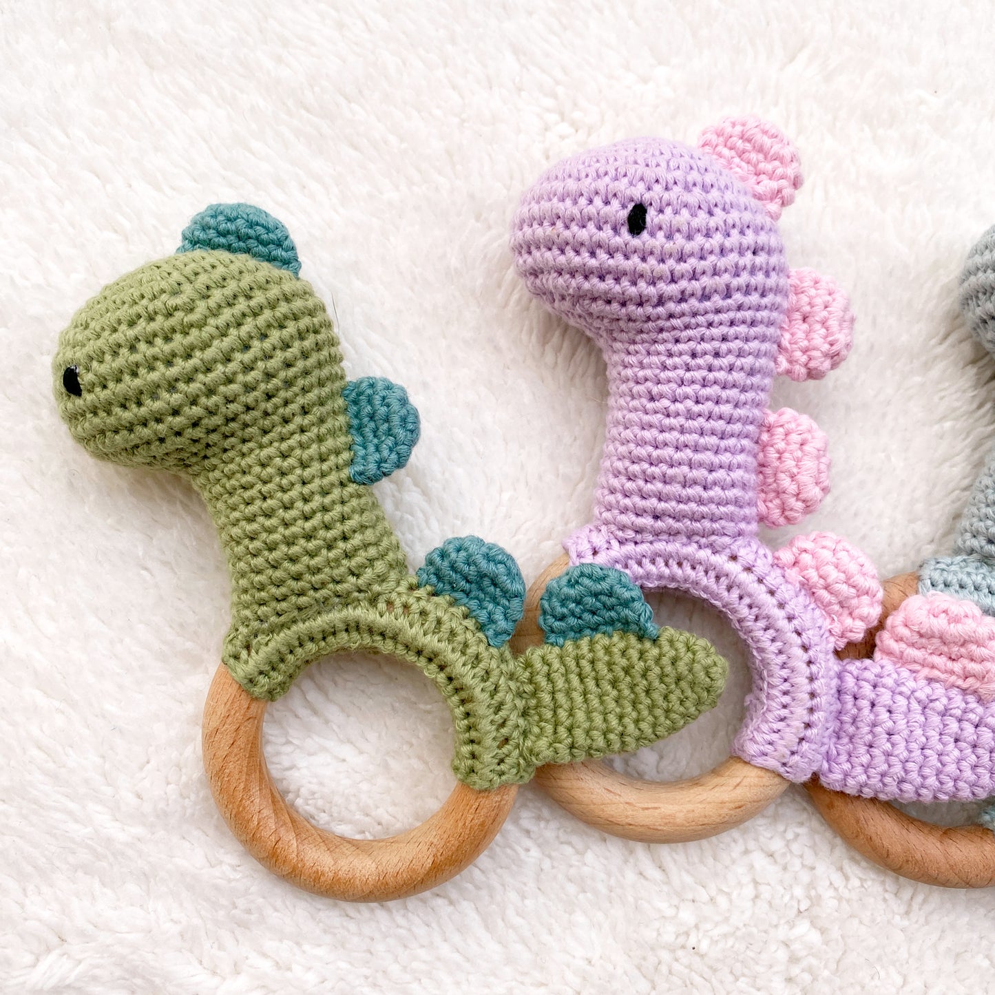 Dippy Dinosaur Crochet Baby Rattle