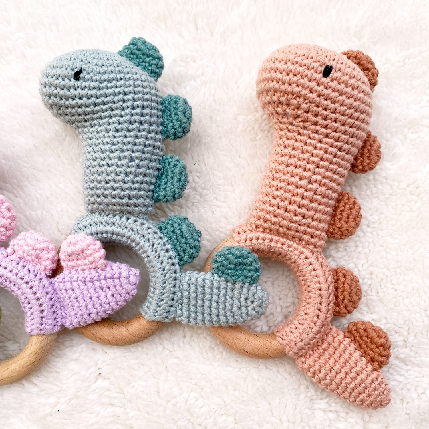 Knitted Dinosaur Dinosaur Baby Rattle Dippy Dinosaur Crochet Baby