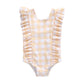Dixie Ruffle Gingham Honey Yellow Girls Swimsuit