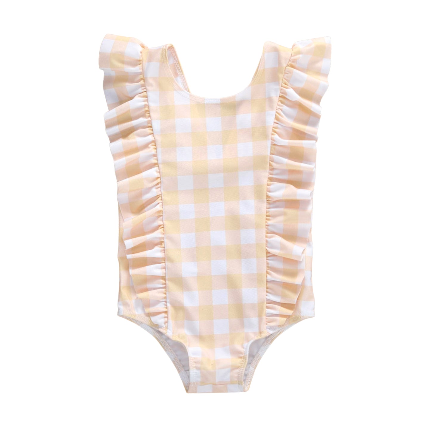 Dixie Ruffle Gingham Honey Yellow Girls Swimsuit