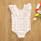Dixie Ruffle Gingham Honey Yellow Girls Swimsuit