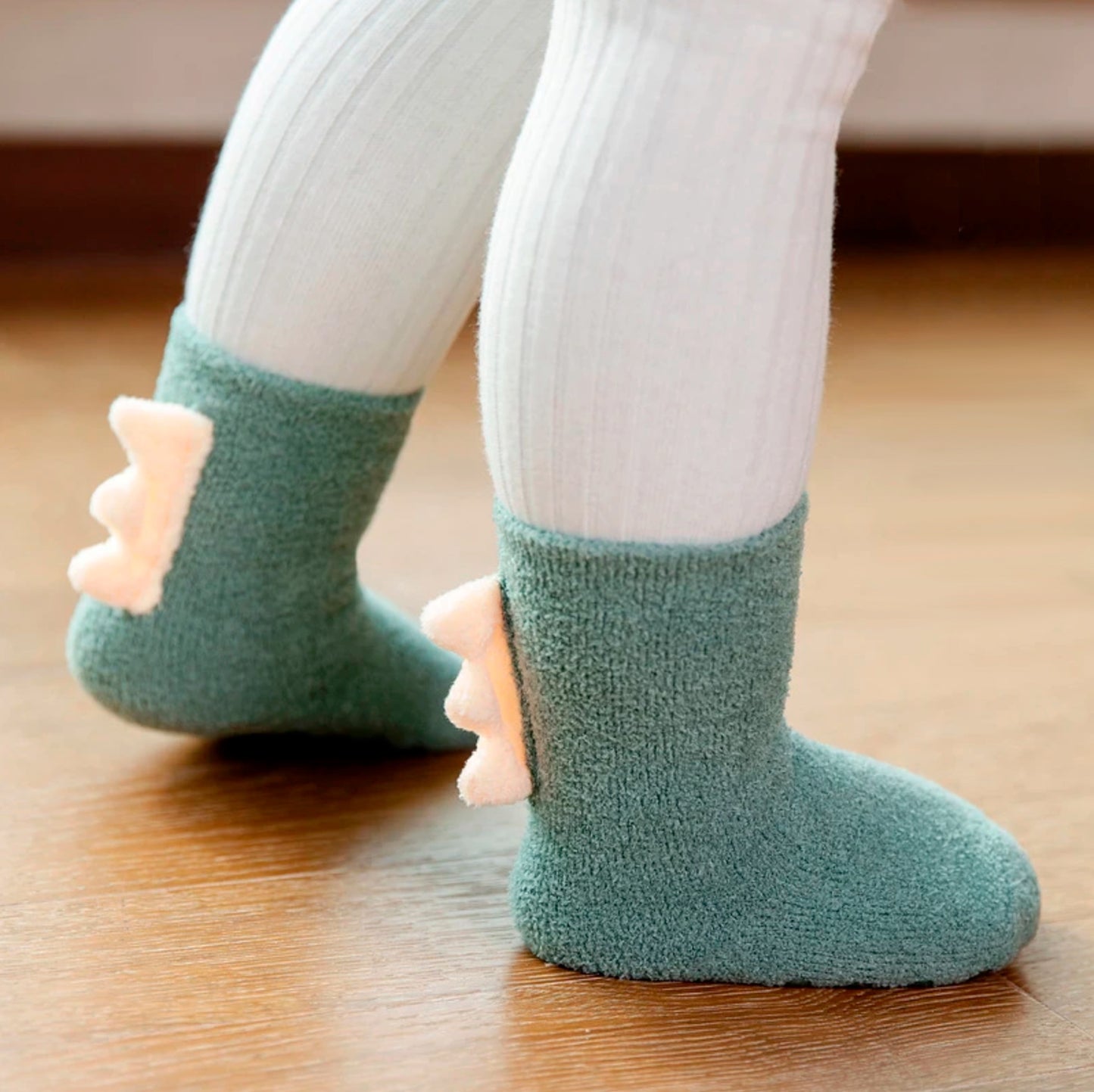 Little Dinosaur Coral Fleece Non-Slip Floor Socks