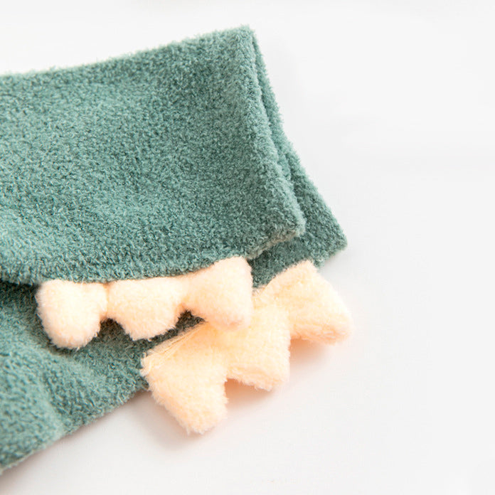 Little Dinosaur Coral Fleece Non-Slip Floor Socks