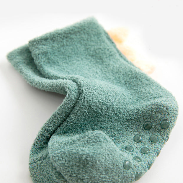 Little Dinosaur Coral Fleece Non-Slip Floor Socks