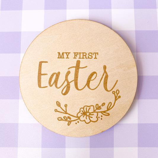 My First Easter Wooden Milestone Disc - Floral
