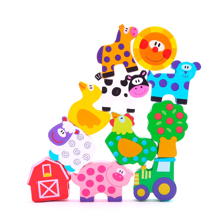 Wooden Lacing Blocks - Farm Animals