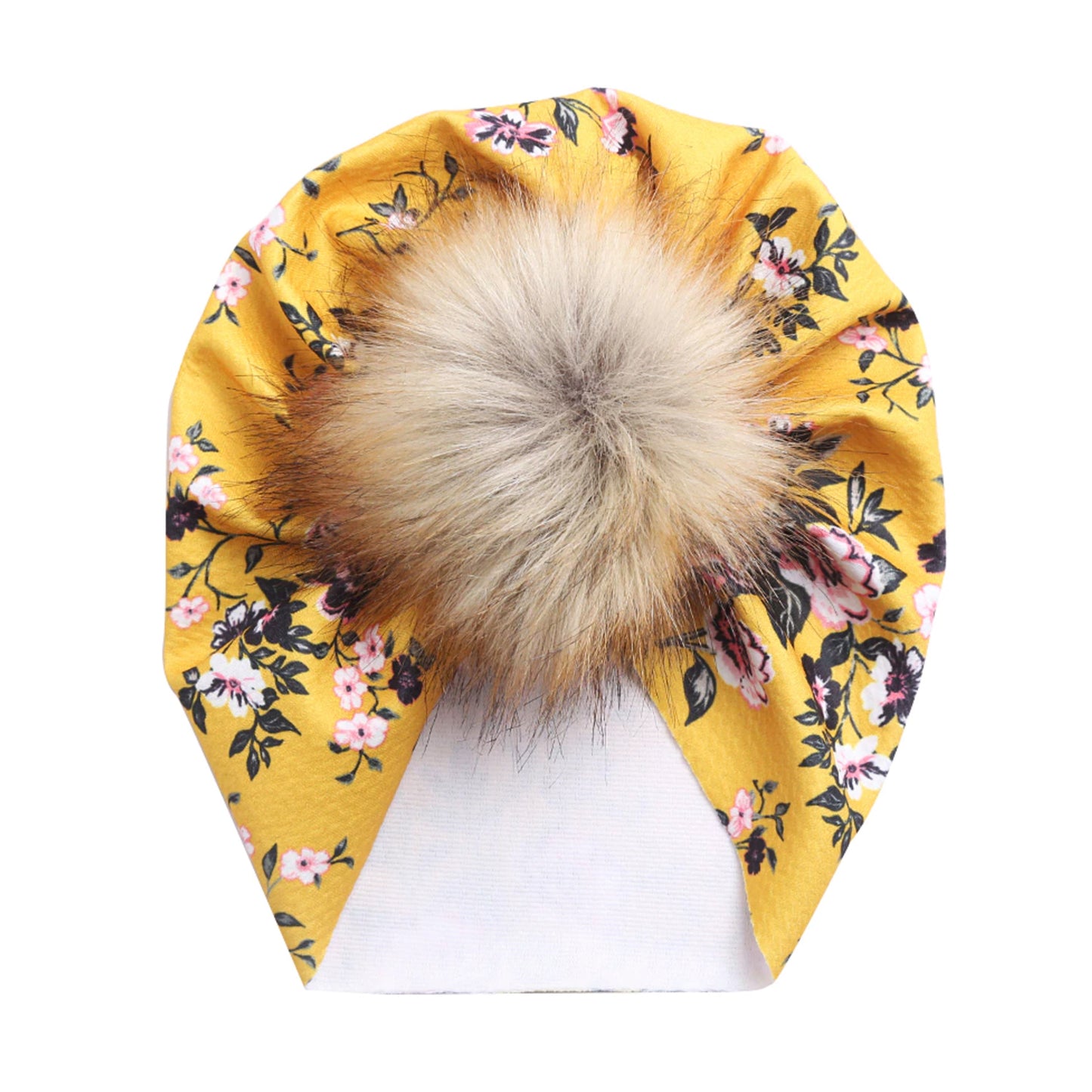 Lucinda Faux Fur Pom Pom Baby Turban