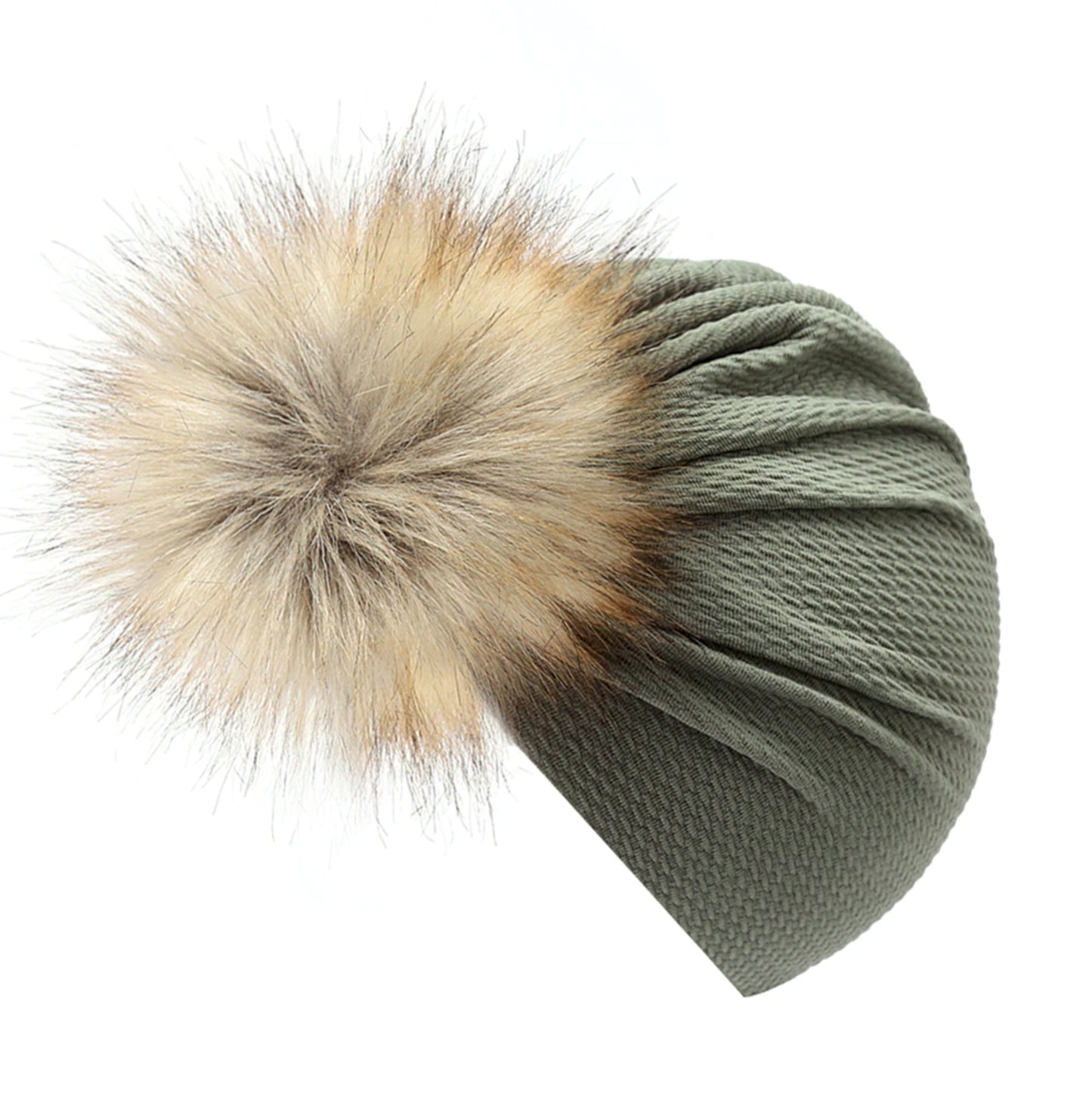 Lucinda Faux Fur Pom Pom Baby Turban