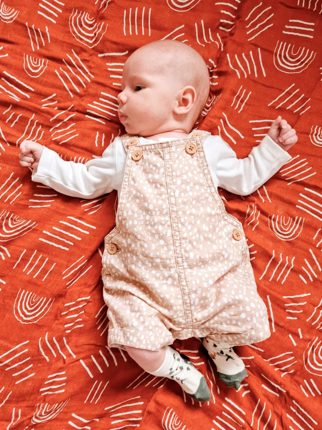 Muslin Baby Swaddle - Rust Rainbow