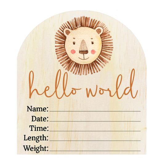 Hello World Lion Arch Birth Announcement Disc