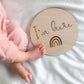 I'm Here Rainbow Wooden New Baby/Birth Announcement Disc