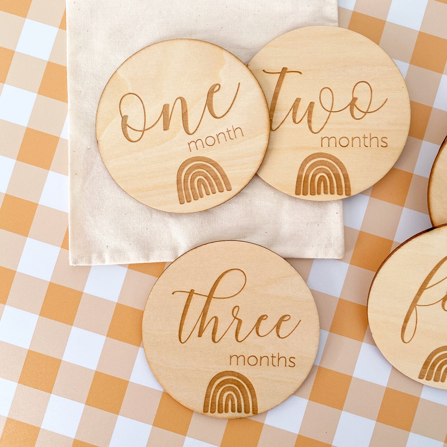 Rainbow Wooden Milestone Discs - Set of 12
