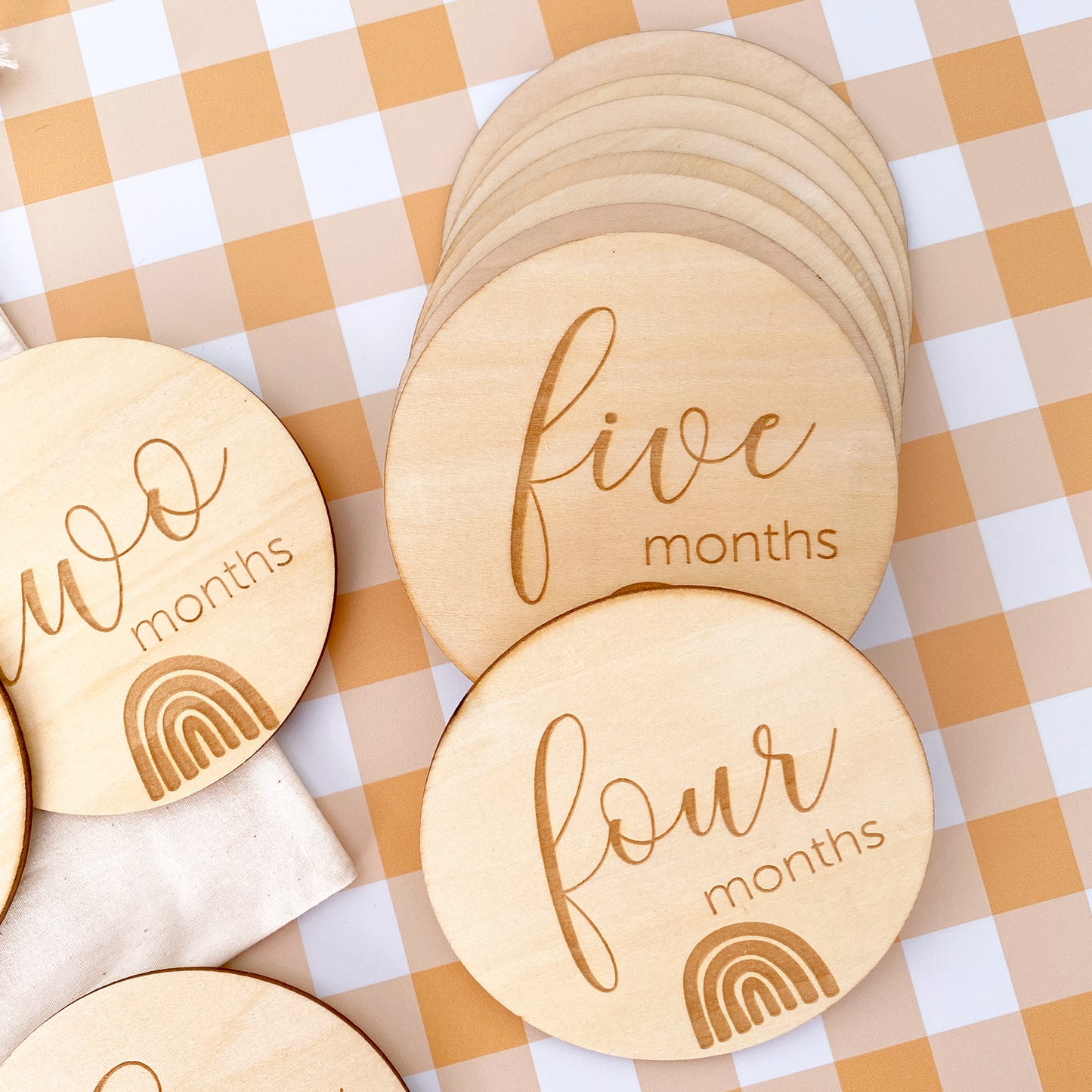 Rainbow Wooden Milestone Discs - Set of 12
