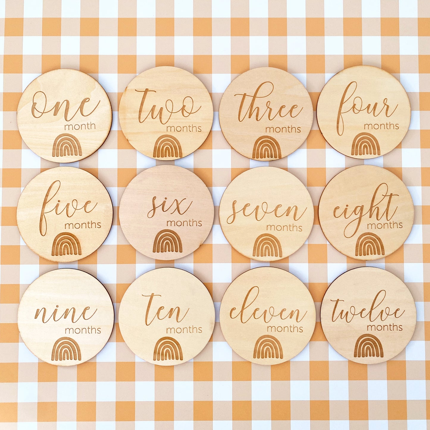 Rainbow Wooden Milestone Discs - Set of 12