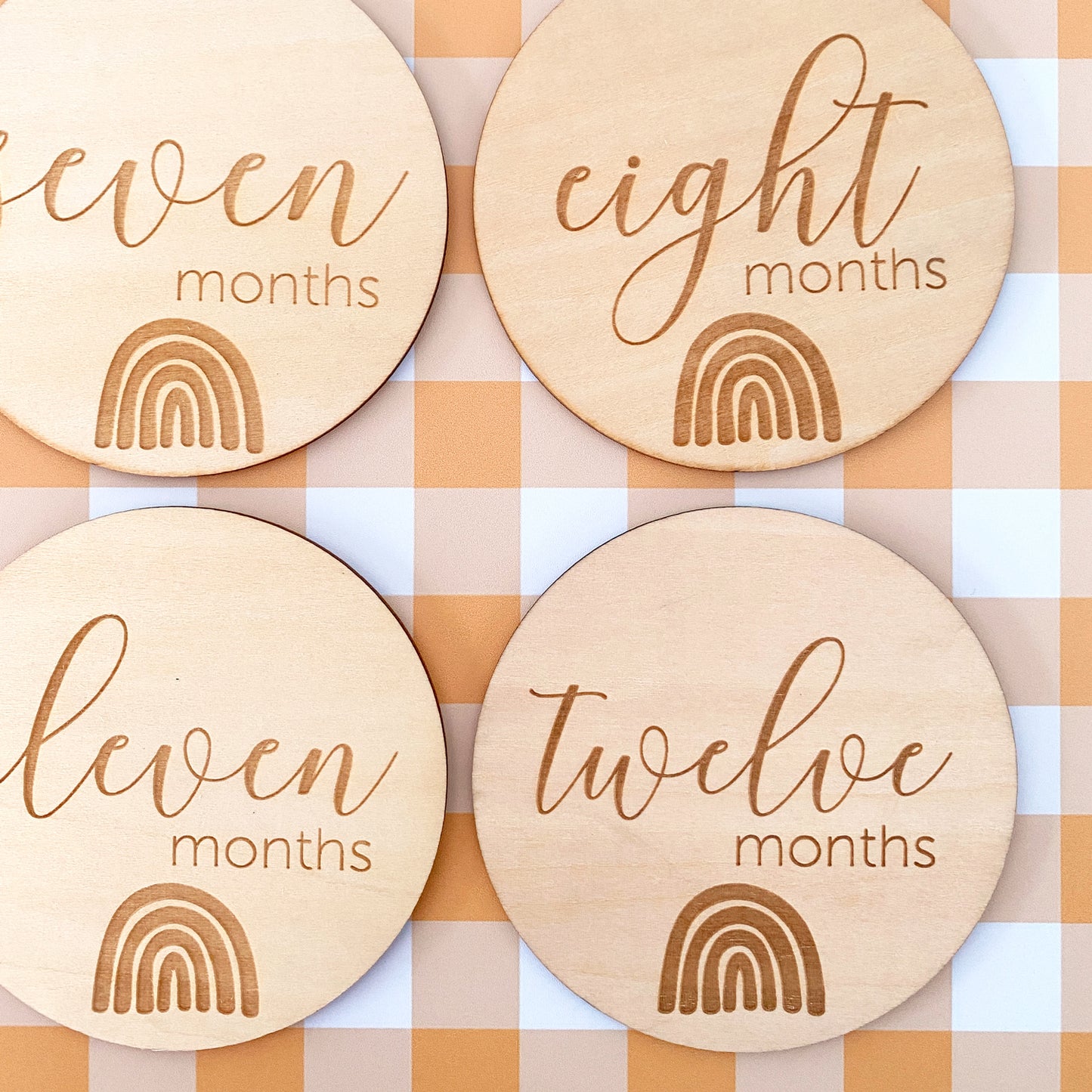 Rainbow Wooden Milestone Discs - Set of 12