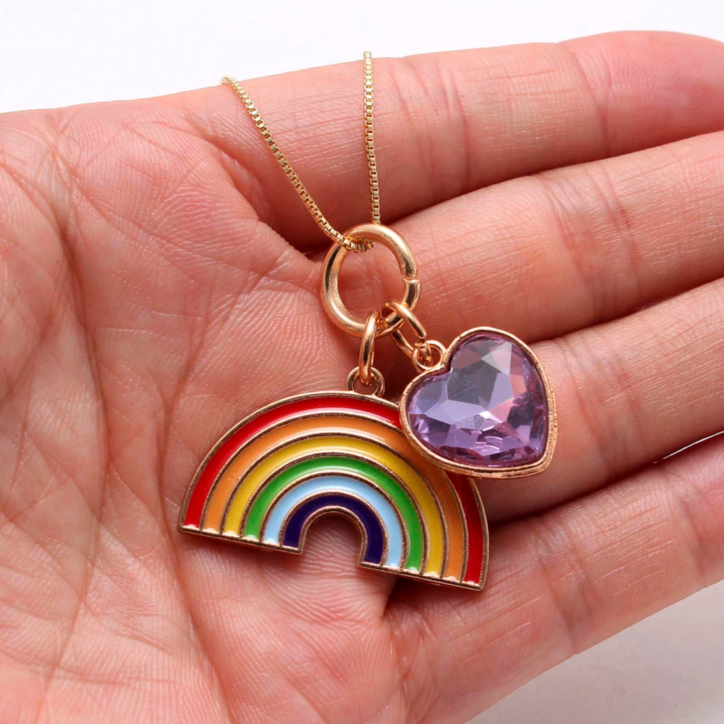 Over The Rainbow Gold Charm Necklace