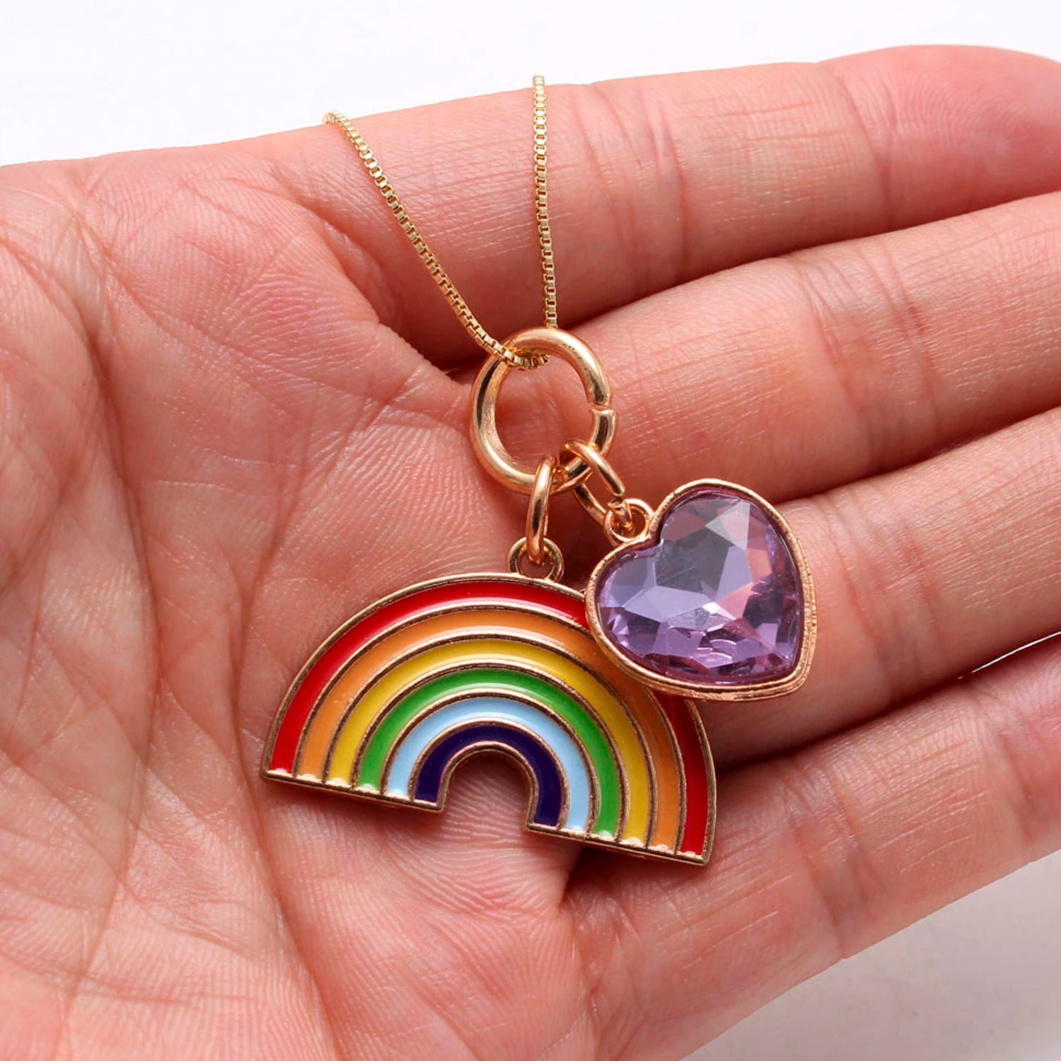 Rainbow charm necklace