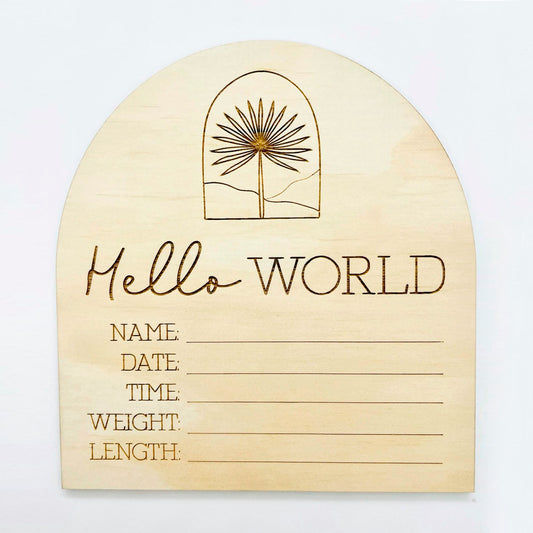 Boho Arch Birth Announcement Disc - Palm