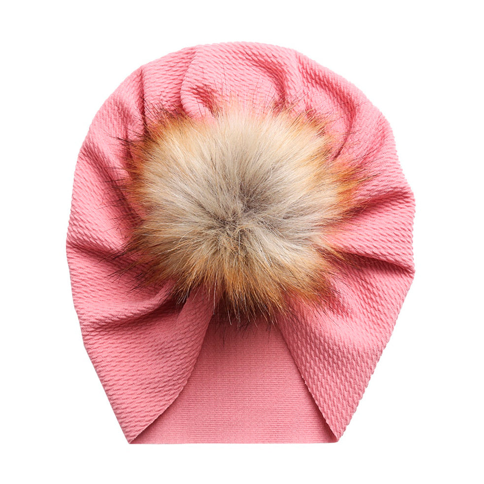 Lucinda Faux Fur Pom Pom Baby Turban