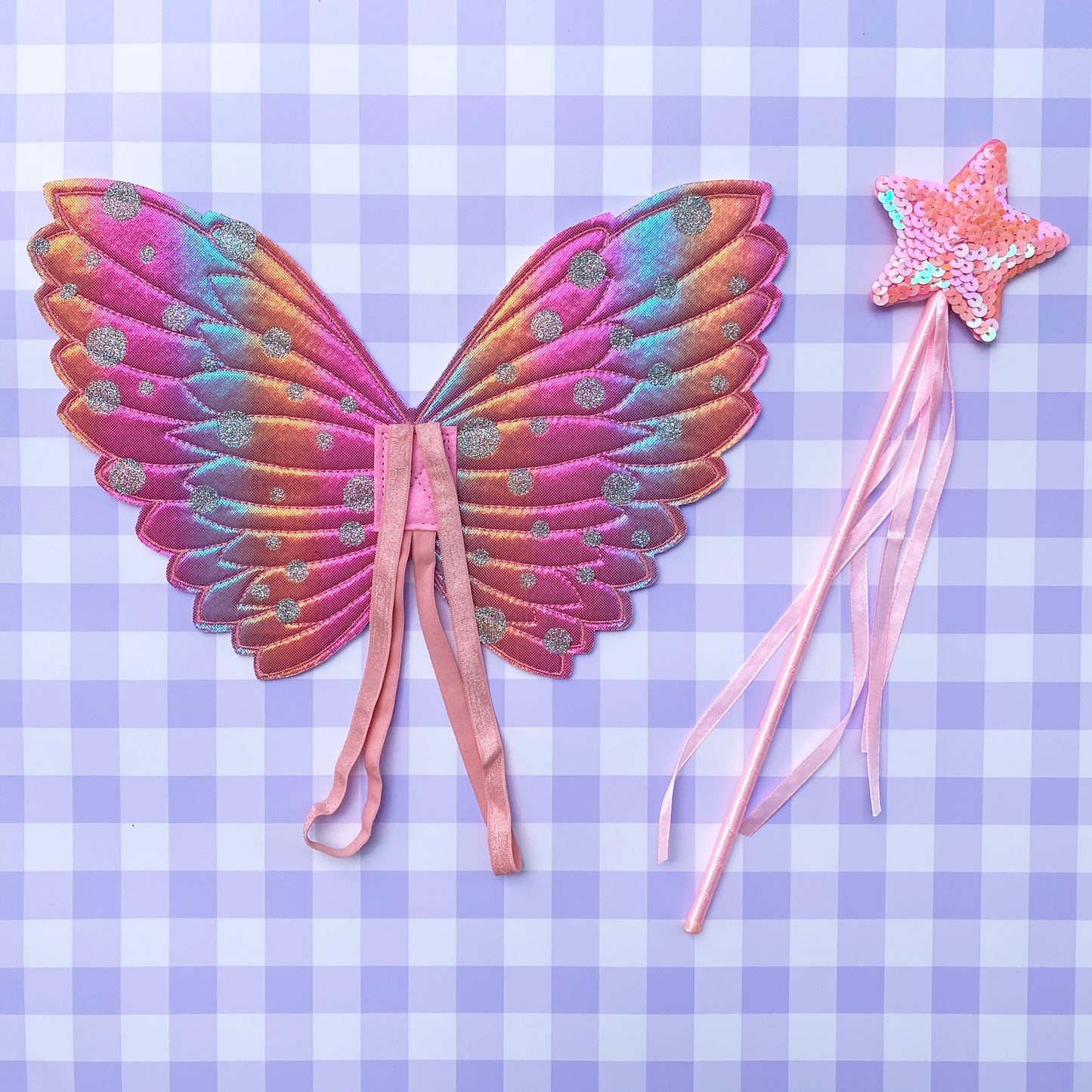 Rainbow Fairy Wings & Wand Dress-Up Set