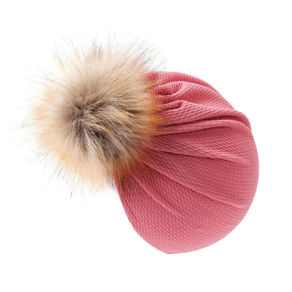 Lucinda Faux Fur Pom Pom Baby Turban