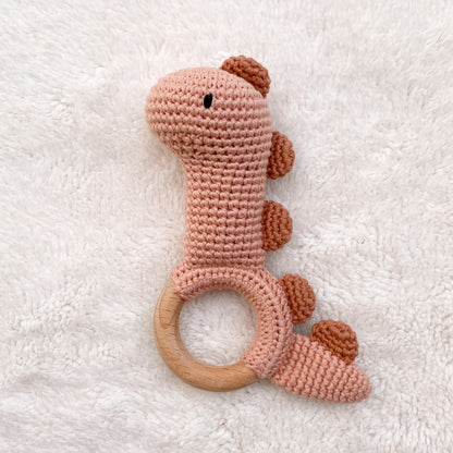 Dippy Dinosaur Crochet Baby Rattle