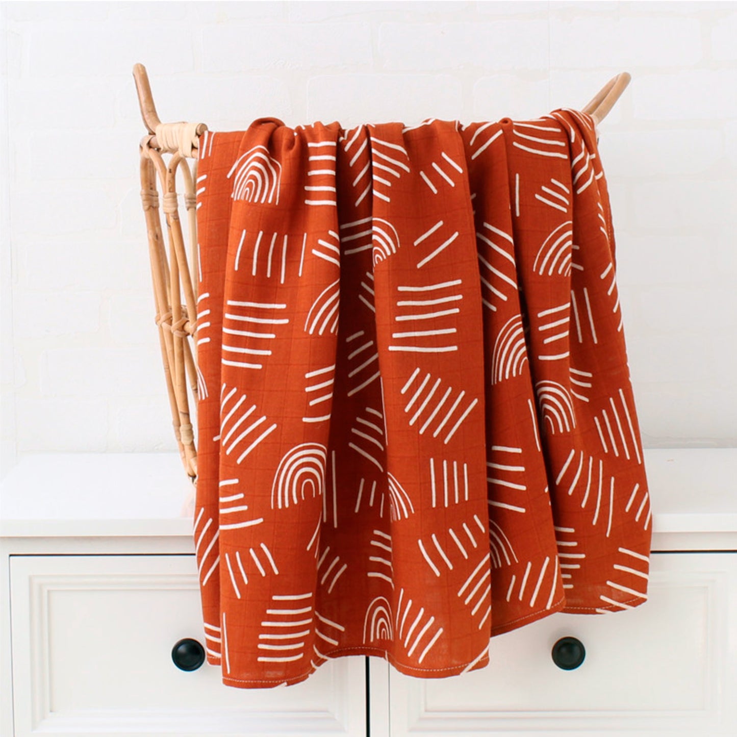 Muslin Baby Swaddle - Rust Rainbow