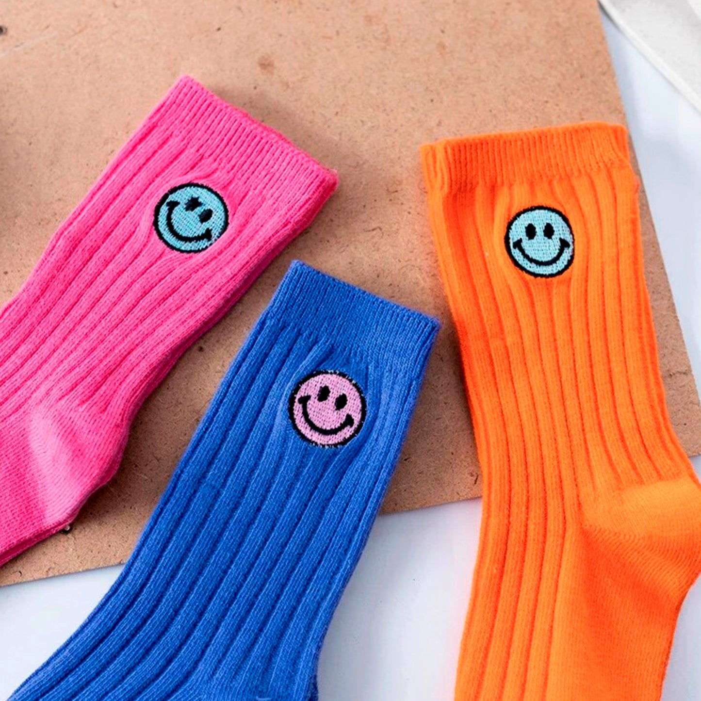 Smiley Face Neon Socks