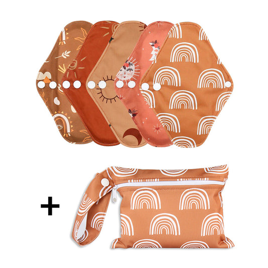Reusable Menstrual Pad Starter Kit (5 Pads + Wet Bag)