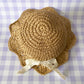 Bonnie Straw Hat with Lace Bow - Tan