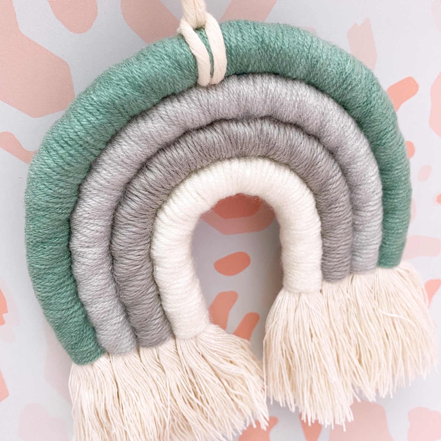 Boho Rainbow Macrame Wall Hanging - Teal & Grey