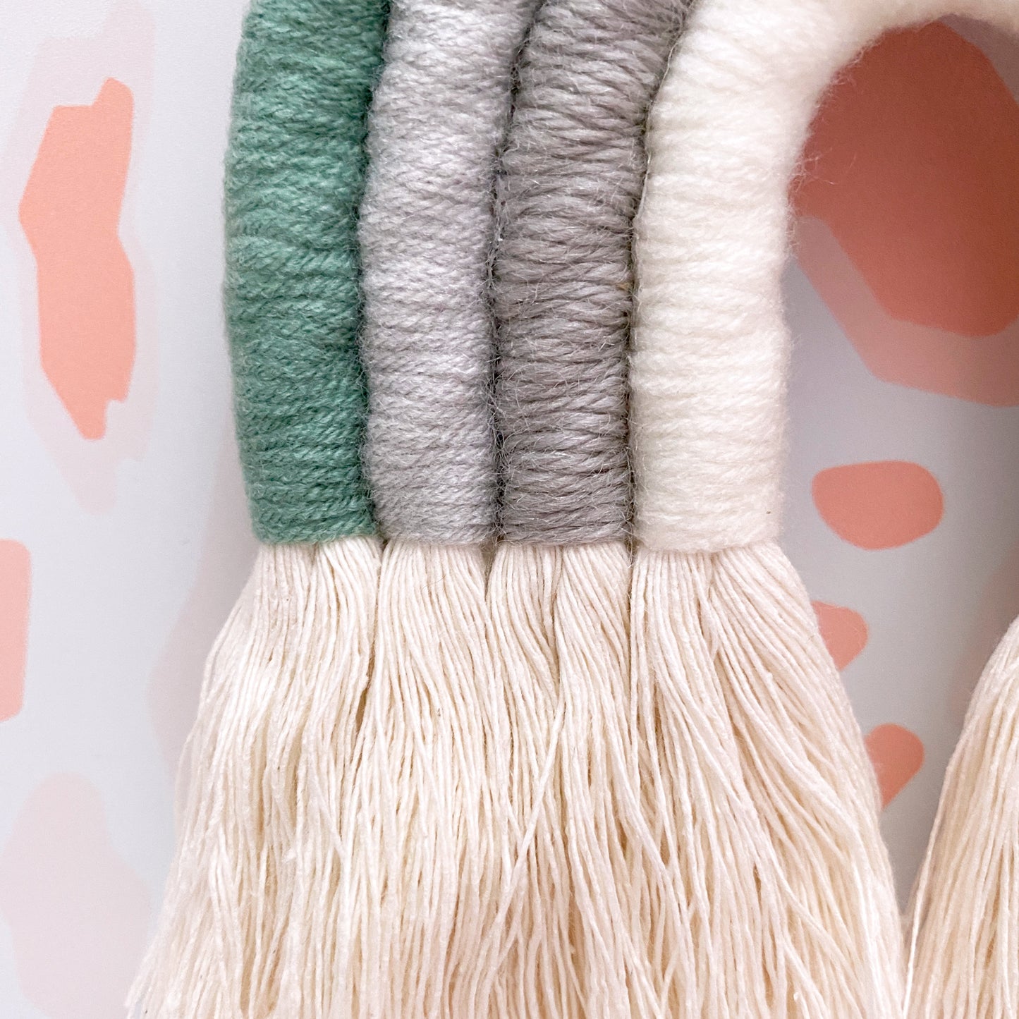 Boho Rainbow Macrame Wall Hanging - Teal & Grey