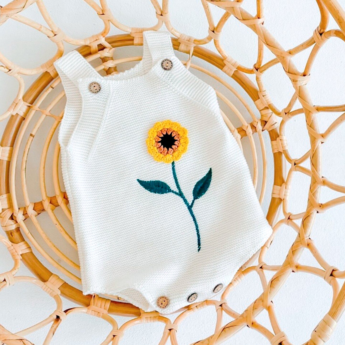 Clementine Sunflower Knitted Romper