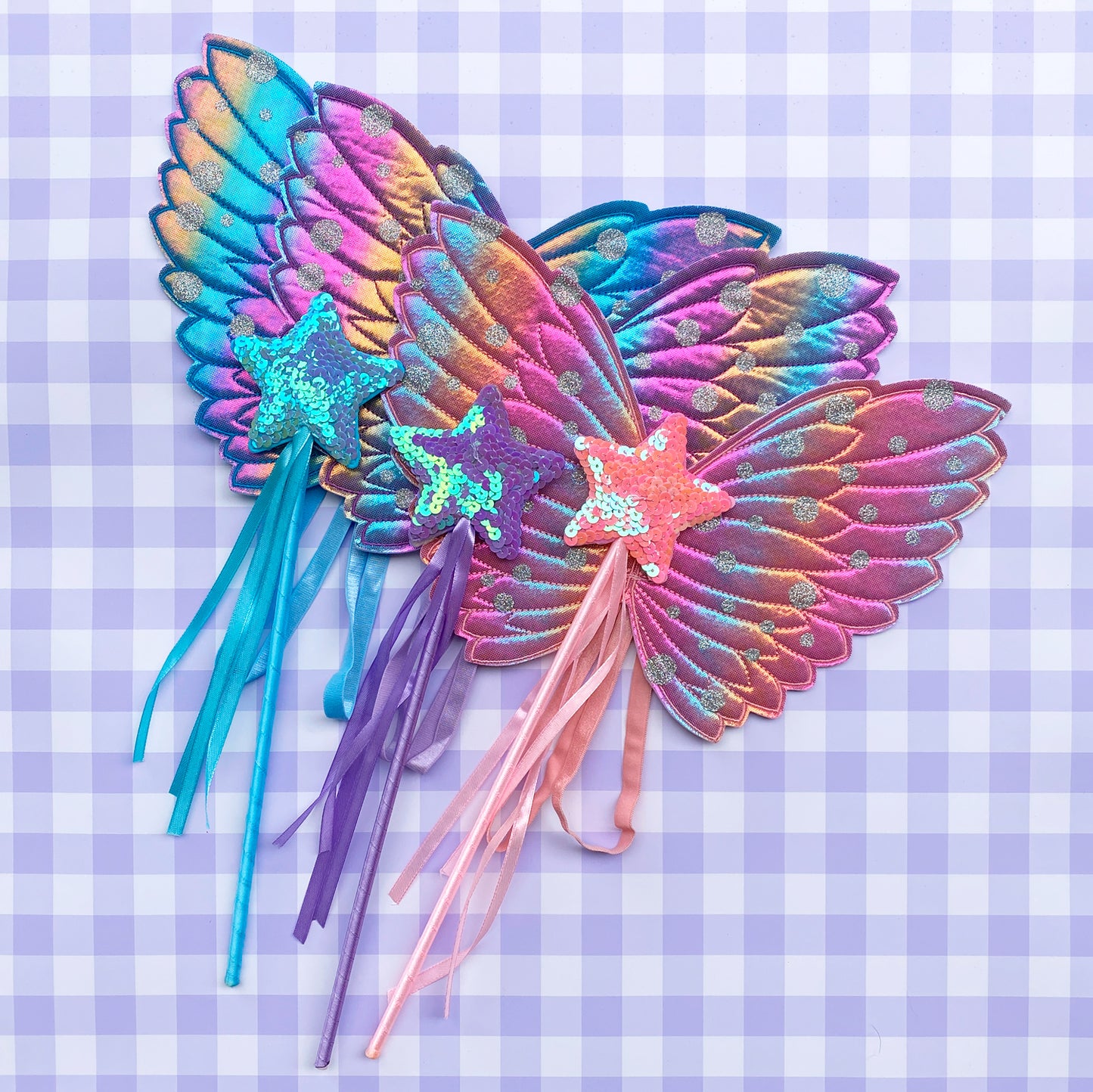 Rainbow Fairy Wings & Wand Dress-Up Set