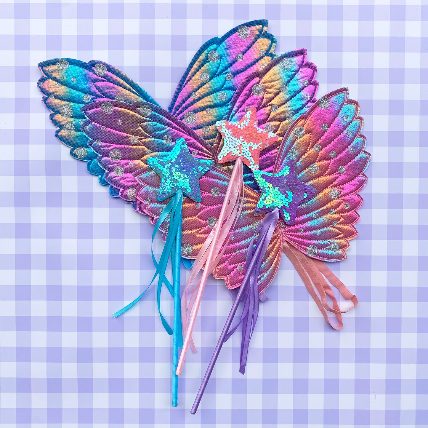 Rainbow Fairy Wings & Wand Dress-Up Set